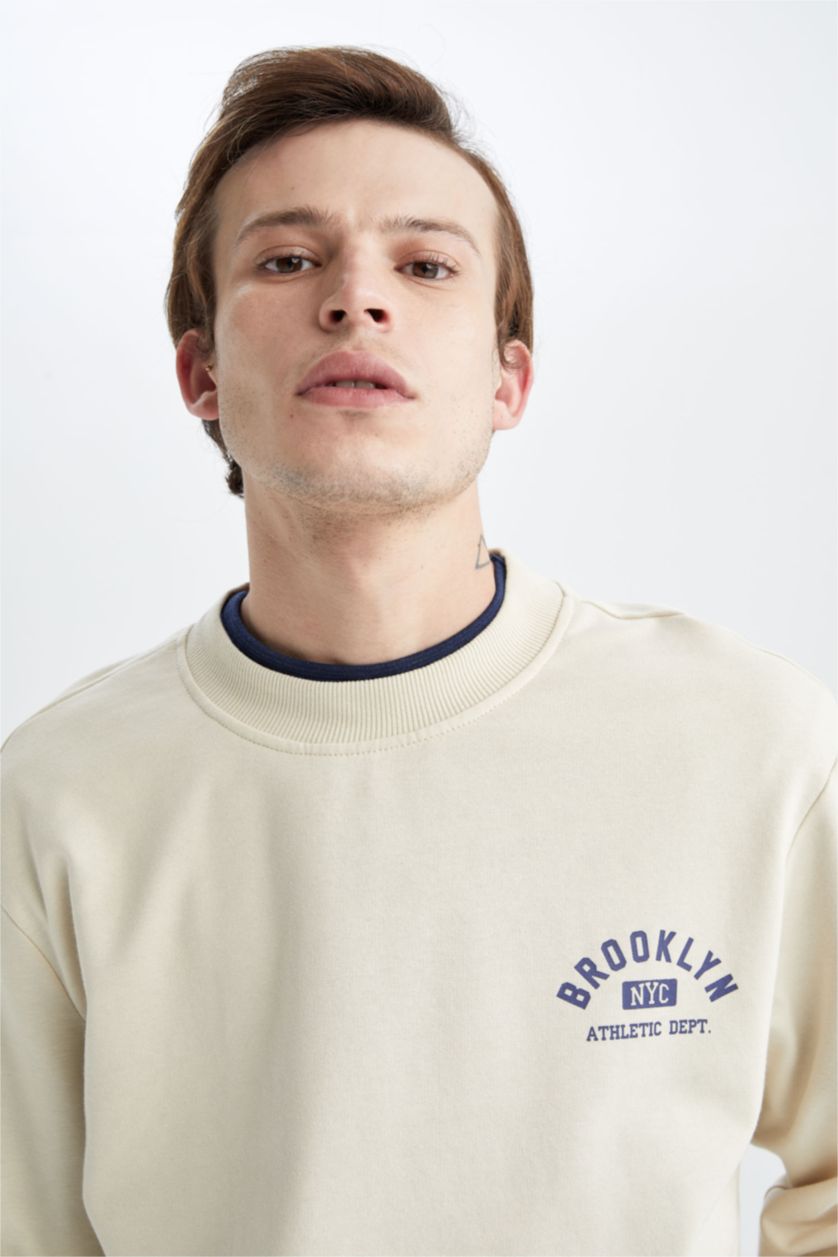 HOMME Beige Regular Fit Thin Sweatshirt Fabric Sweatshirt