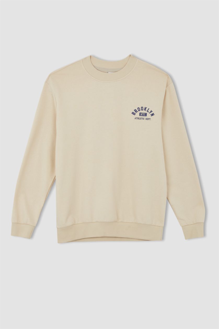 HOMME Beige Regular Fit Thin Sweatshirt Fabric Sweatshirt