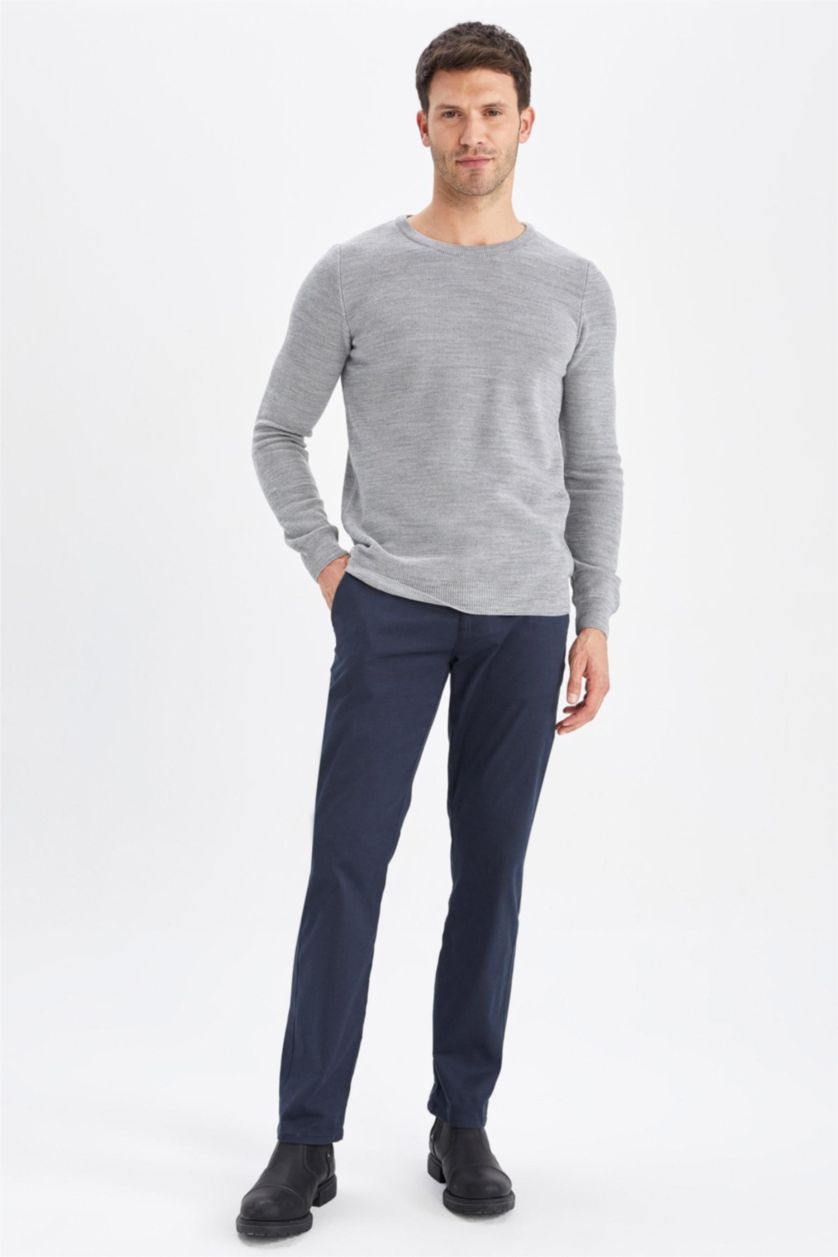 MAN Grey Melange Slim Fit Crew Neck Knitwear Pullover