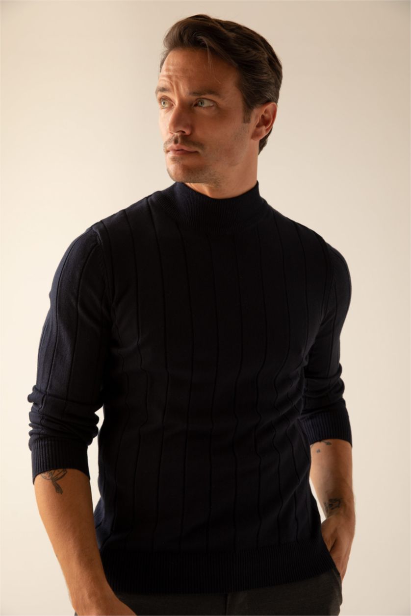 MAN NAVY Slim Fit Half Turtleneck Knitwear Pullover