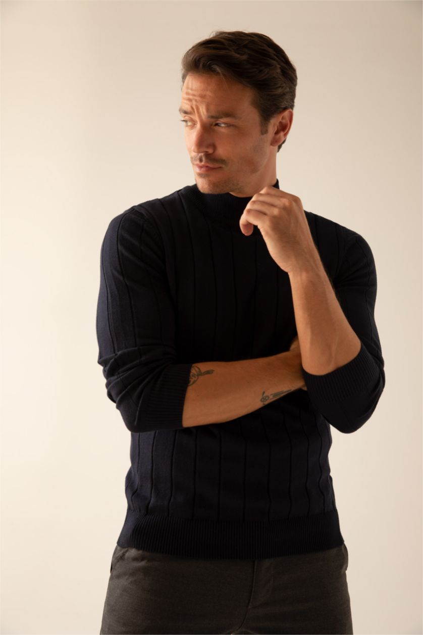 MAN NAVY Slim Fit Half Turtleneck Knitwear Pullover