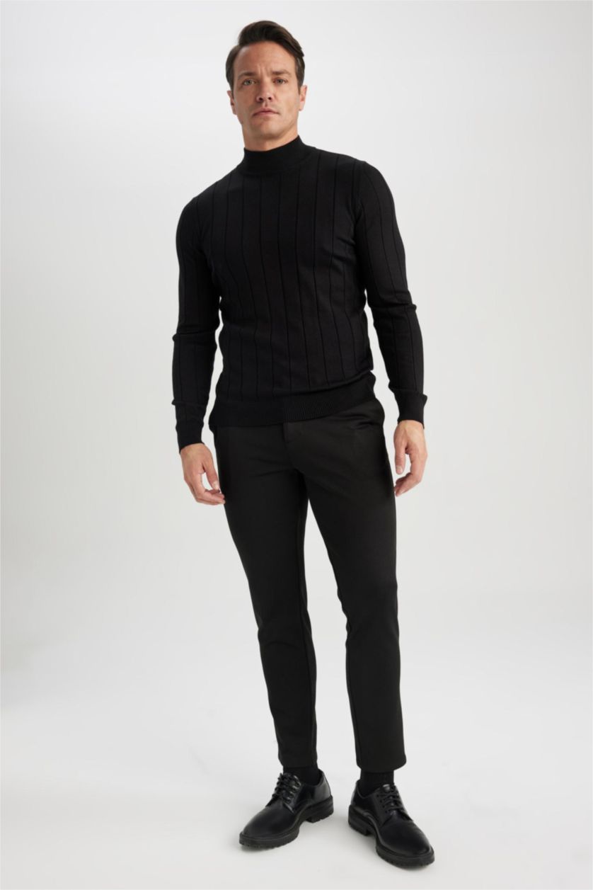 MAN Black BlackSlim Fit Half Turtleneck Knitted Pullover