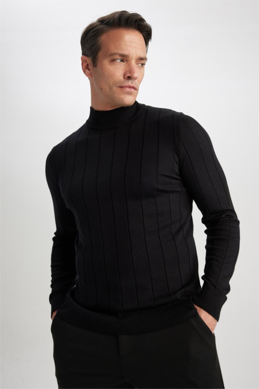 MAN Black BlackSlim Fit Half Turtleneck Knitted Pullover