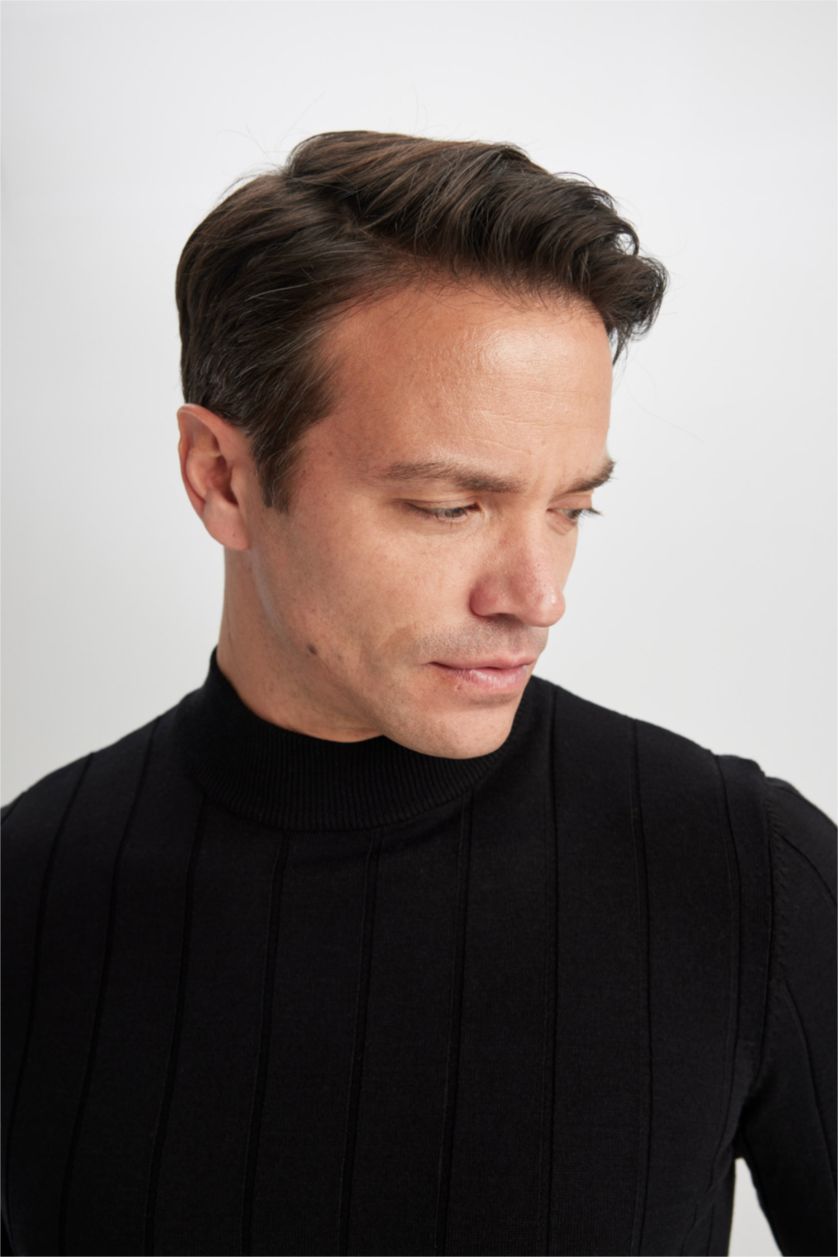 MAN Black BlackSlim Fit Half Turtleneck Knitted Pullover
