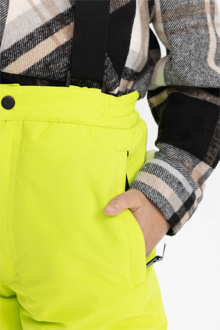 BOYS & TEENS Neon Yellow Boy Water Repellent Strap Ski Pants