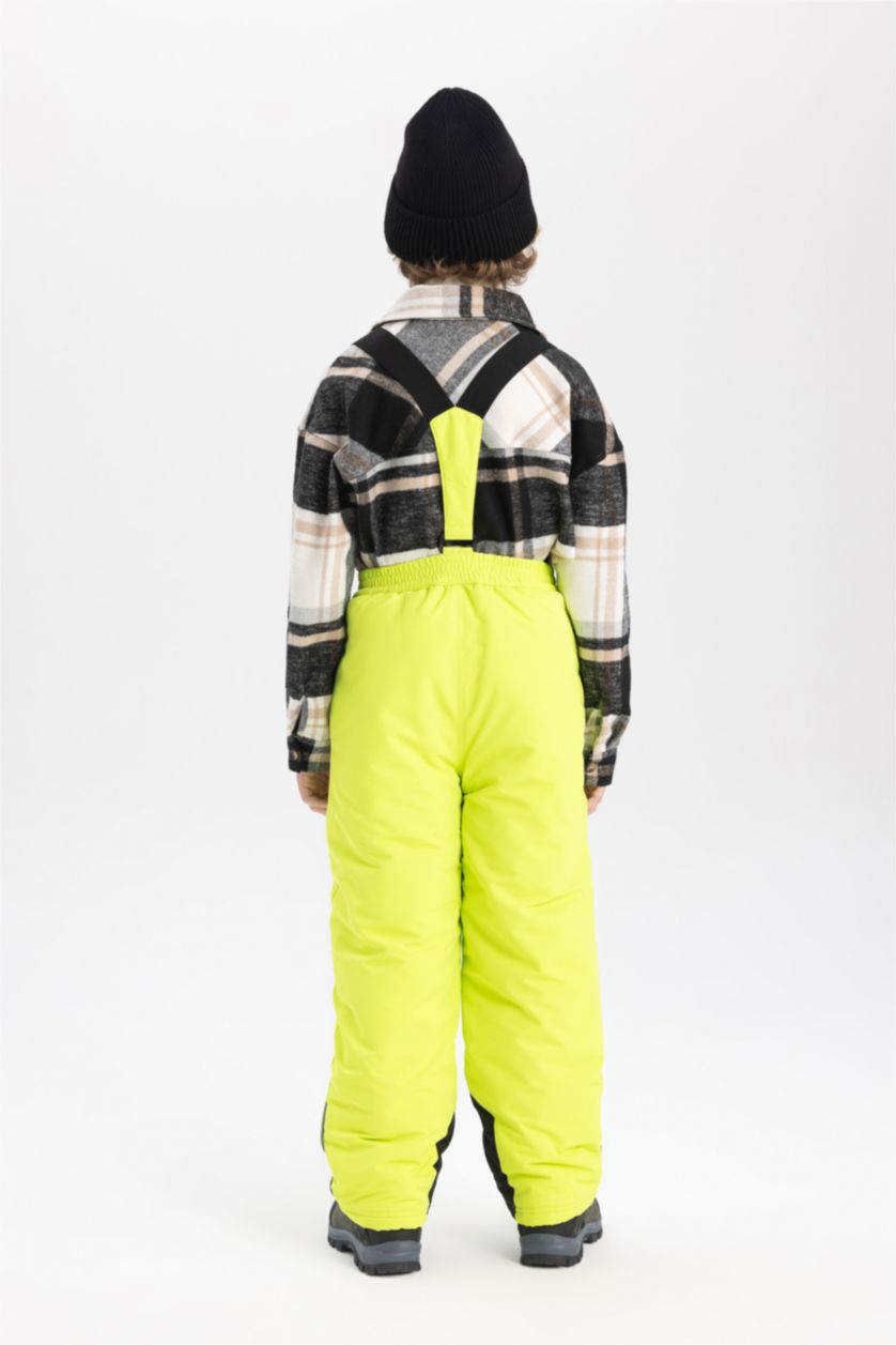 BOYS & TEENS Neon Yellow Boy Water Repellent Strap Ski Pants