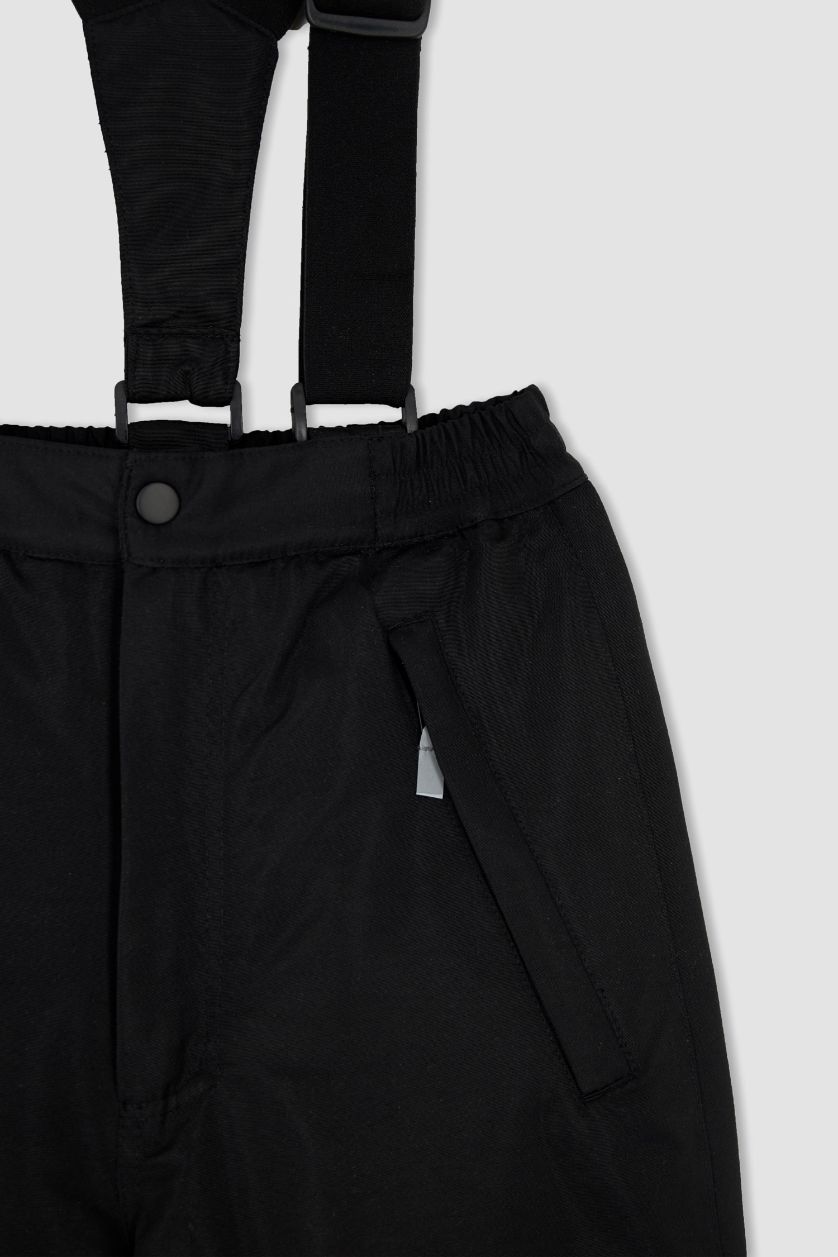 Erkek Çocuk - Genç Erkek Siyah Erkek Çocuk Su İtici Askılı Kayak Pantolon