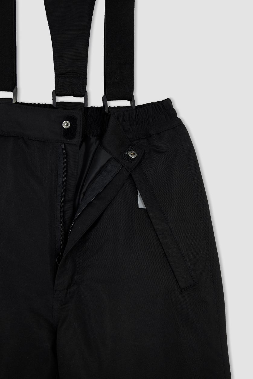 Erkek Çocuk - Genç Erkek Siyah Erkek Çocuk Su İtici Askılı Kayak Pantolon