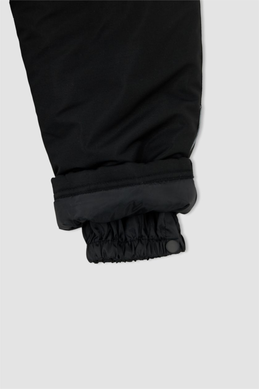 Erkek Çocuk - Genç Erkek Siyah Erkek Çocuk Su İtici Askılı Kayak Pantolon