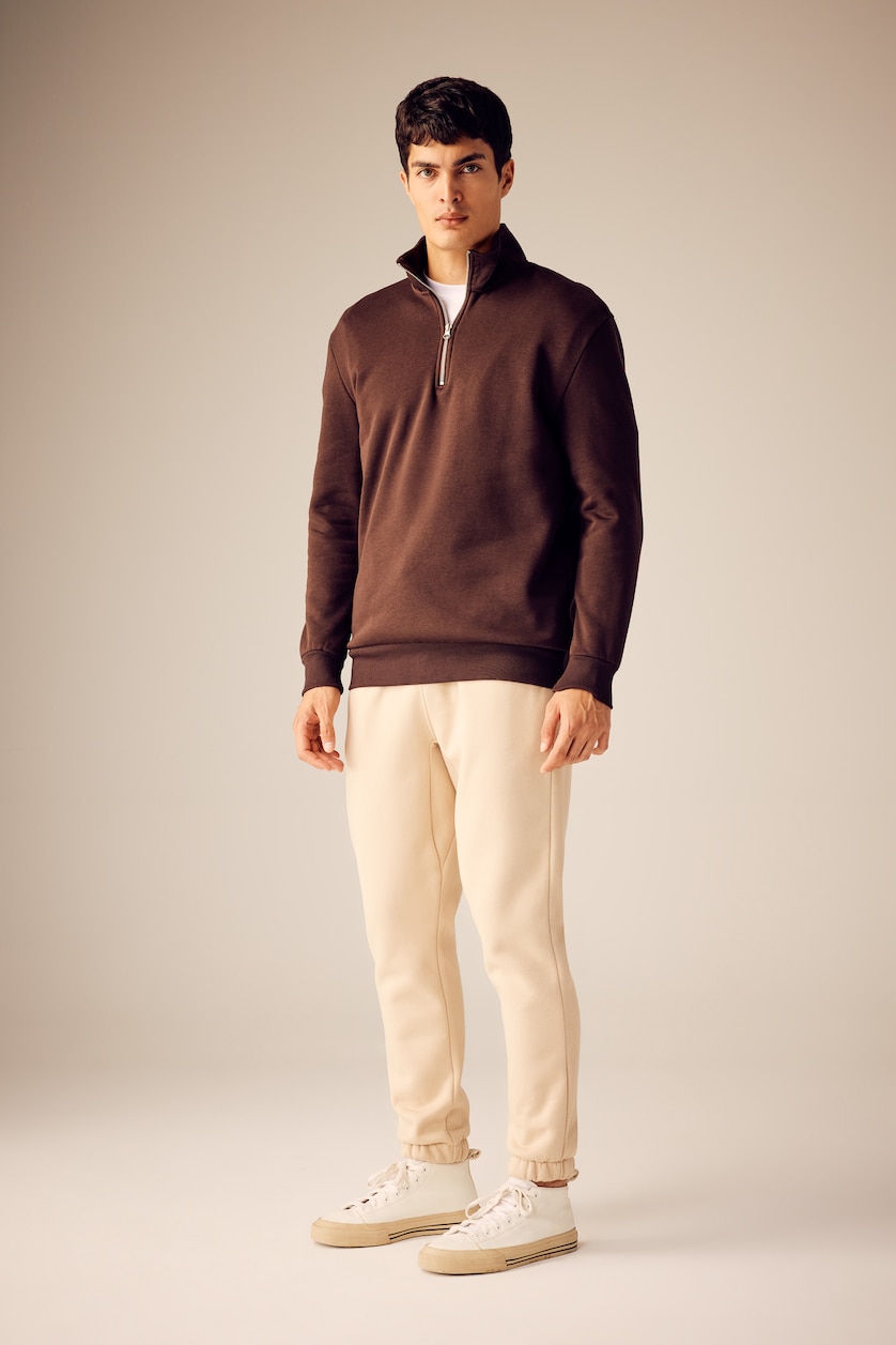 Erkek Kahve Comfort Fıt Sweatshirt