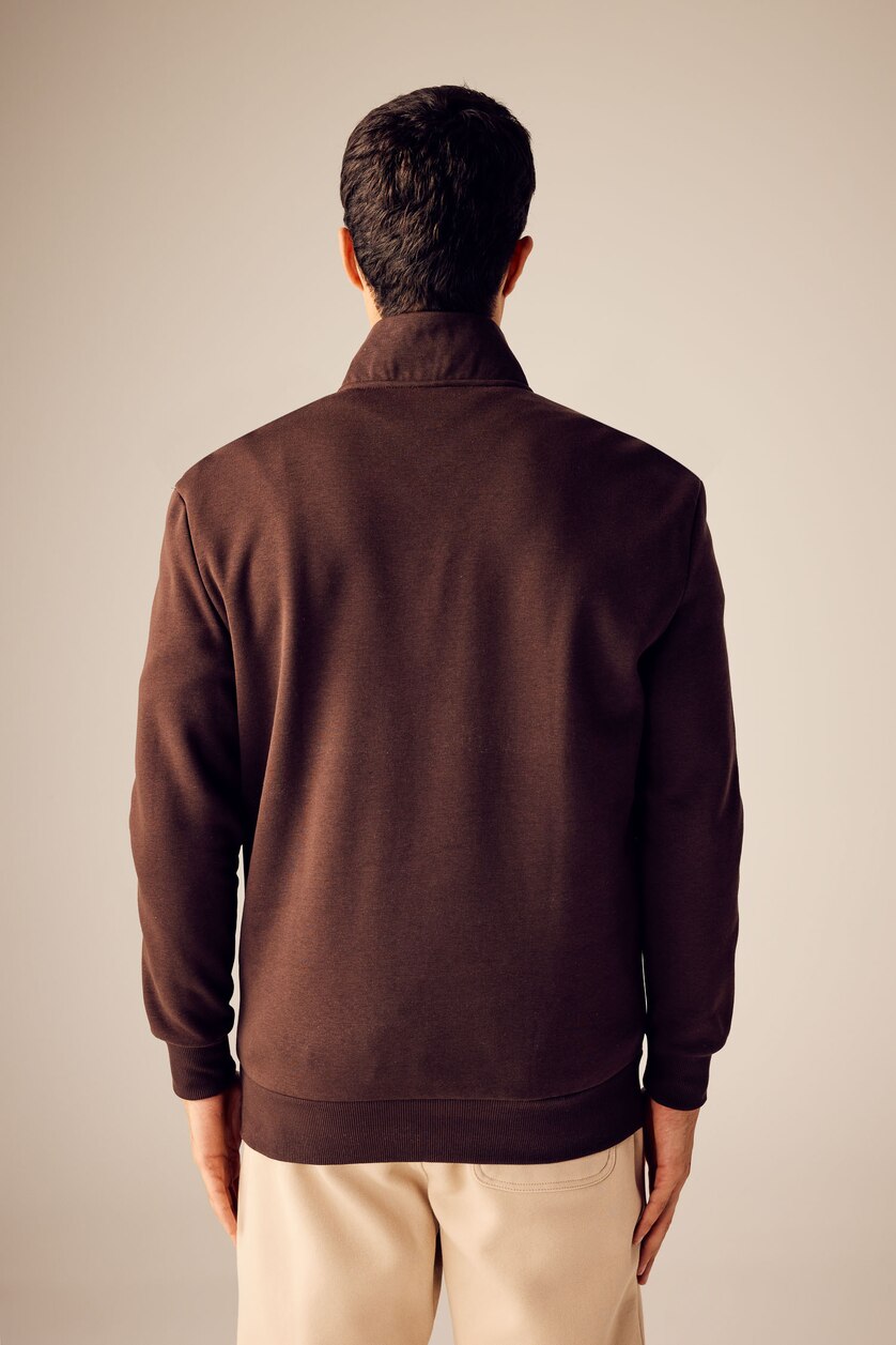 Erkek Kahve Comfort Fıt Sweatshirt