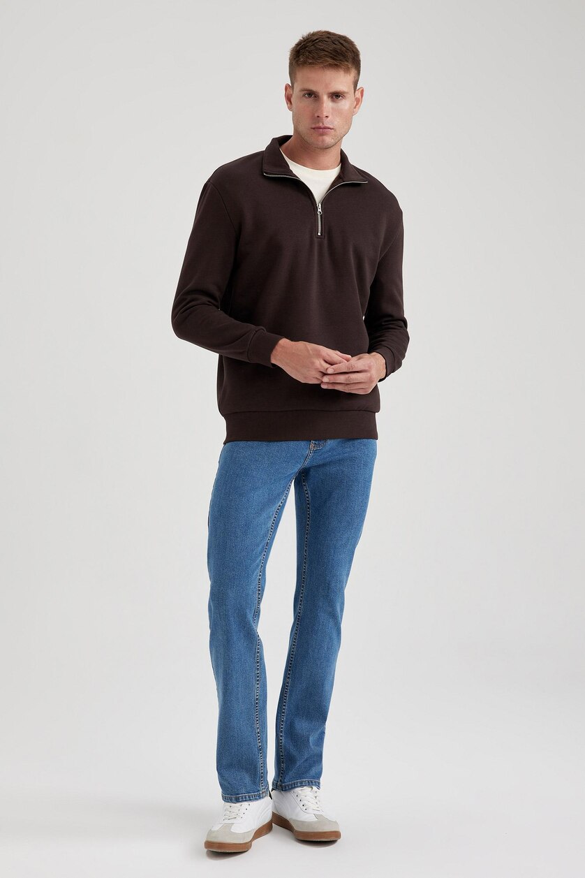 Erkek Kahve Comfort Fıt Sweatshirt