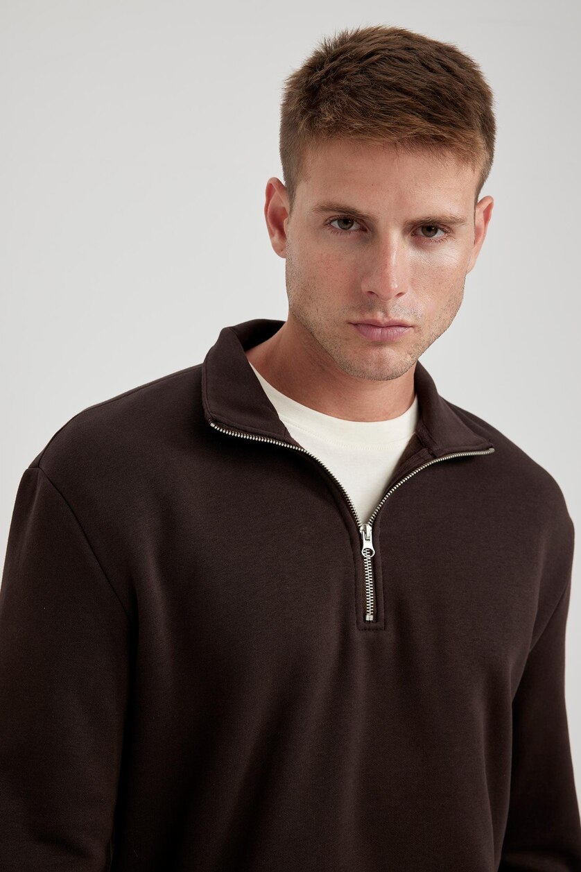 Erkek Kahve Comfort Fıt Sweatshirt