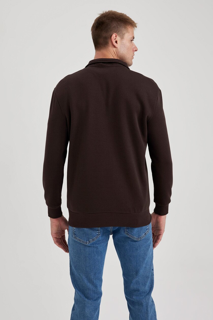 Erkek Kahve Comfort Fıt Sweatshirt