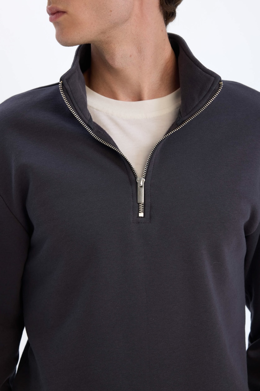 Men Anthracite Comfort Fit Thick Sweatshirt Fabric Sweatshirt