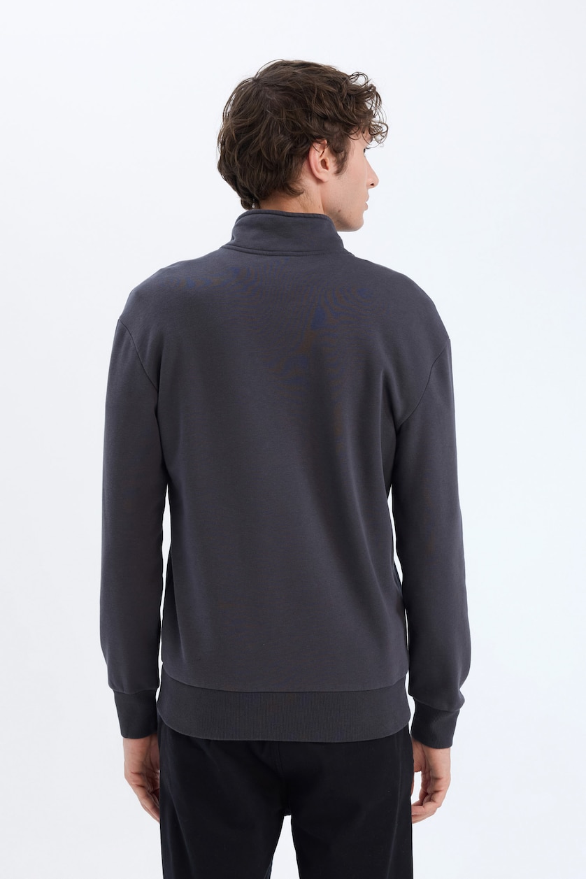 Men Anthracite Comfort Fit Thick Sweatshirt Fabric Sweatshirt