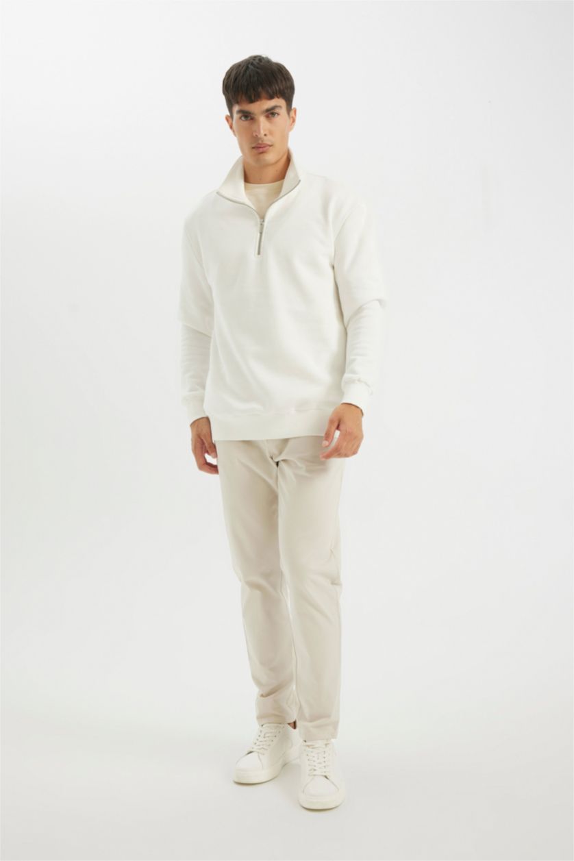 MAN White Comfort Fit Thick Sweatshirt Fabric Sweatshirt