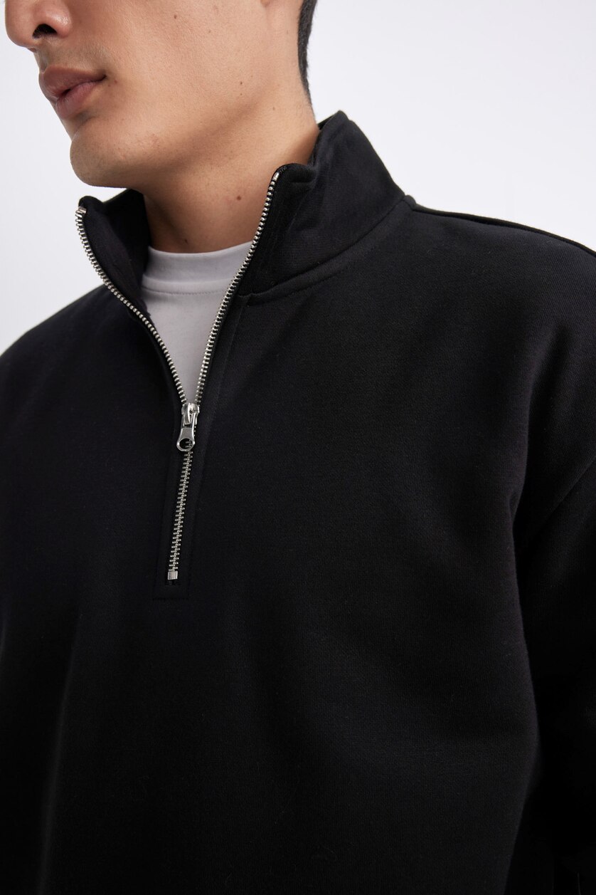 رجال أسود Comfort Fit Thick Sweatshirt Fabric Sweatshirt