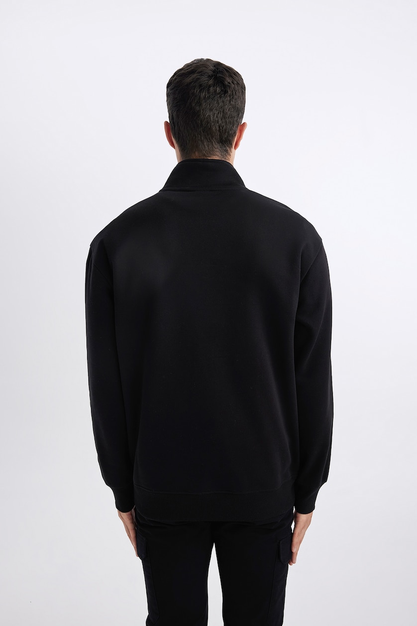 رجال أسود Comfort Fit Thick Sweatshirt Fabric Sweatshirt