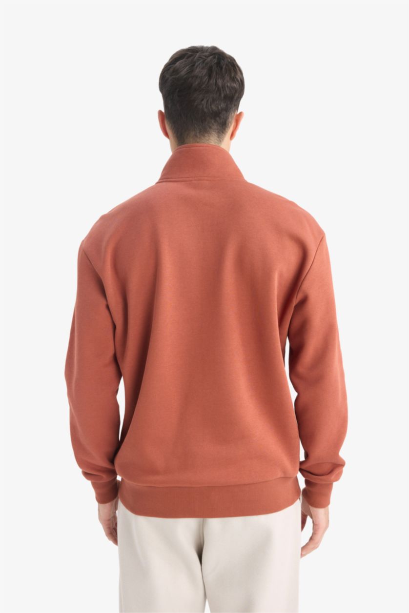 رجال بني فاتح سويت شيرت قصة عادية بياقة عالية