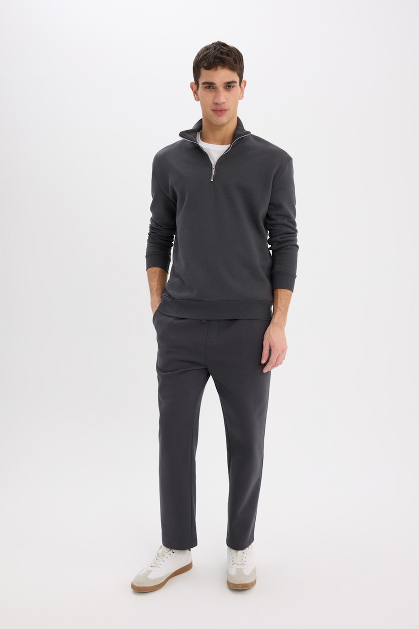 Erkek Antrasit Comfort Fıt Kalın Kumaş Sweatshirt
