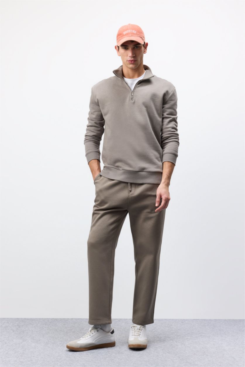 HOMME Kaki Tissu Sweat Épais Coupe confort