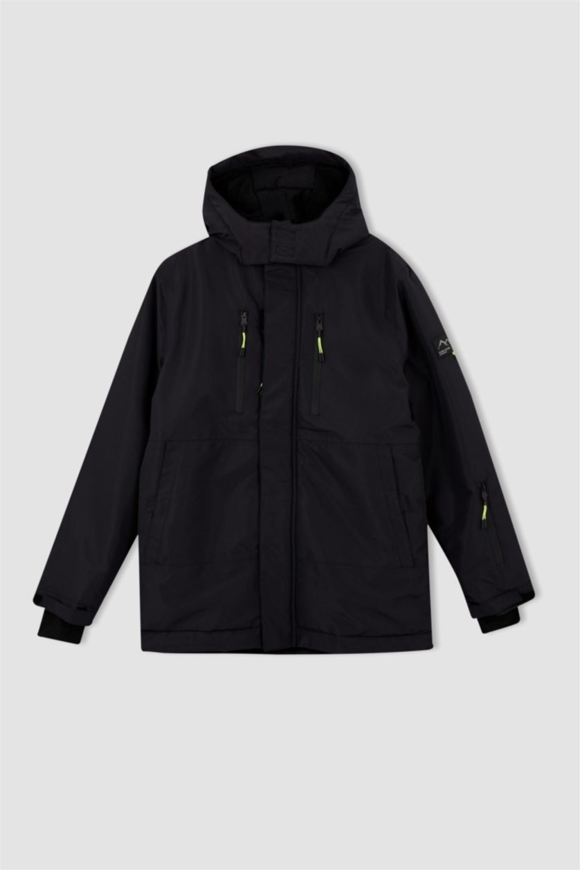 MAN Black Defacto Fit Regular Fit Ski Jacket