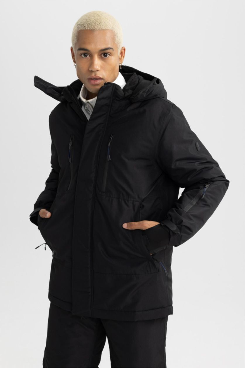MAN Black DeFactoFit Waterproof Regular Fit Fleece Lined Ski Jacket