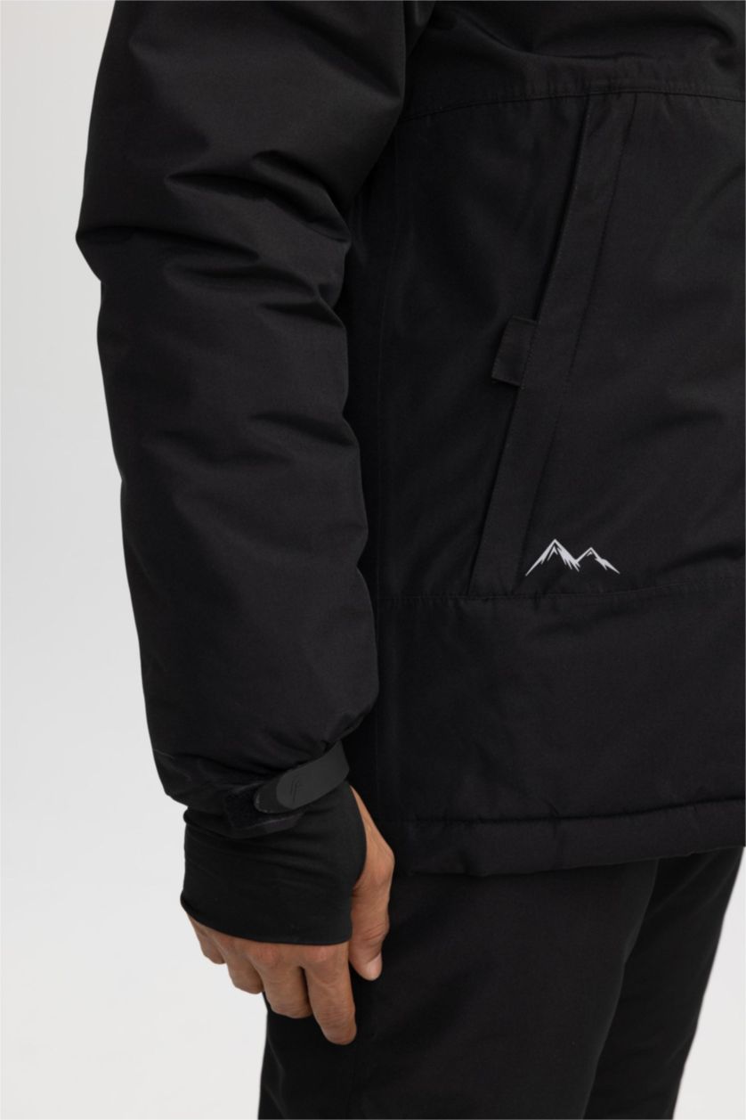 MAN Black DeFactoFit Waterproof Regular Fit Fleece Lined Ski Jacket