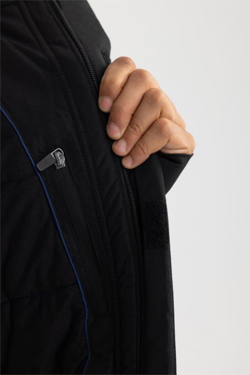 MAN Black DeFactoFit Waterproof Regular Fit Fleece Lined Ski Jacket