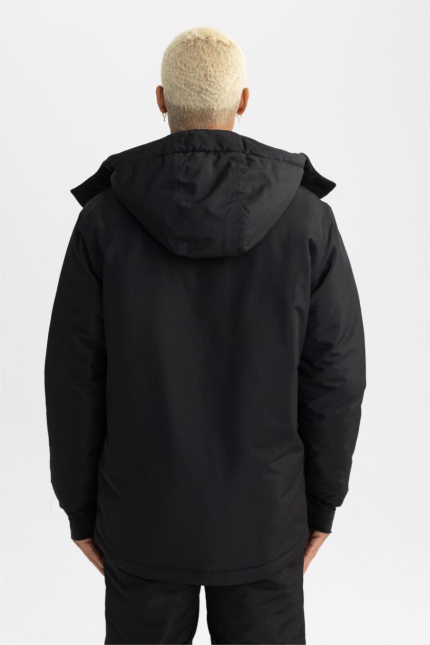 MAN Black DeFactoFit Waterproof Regular Fit Fleece Lined Ski Jacket