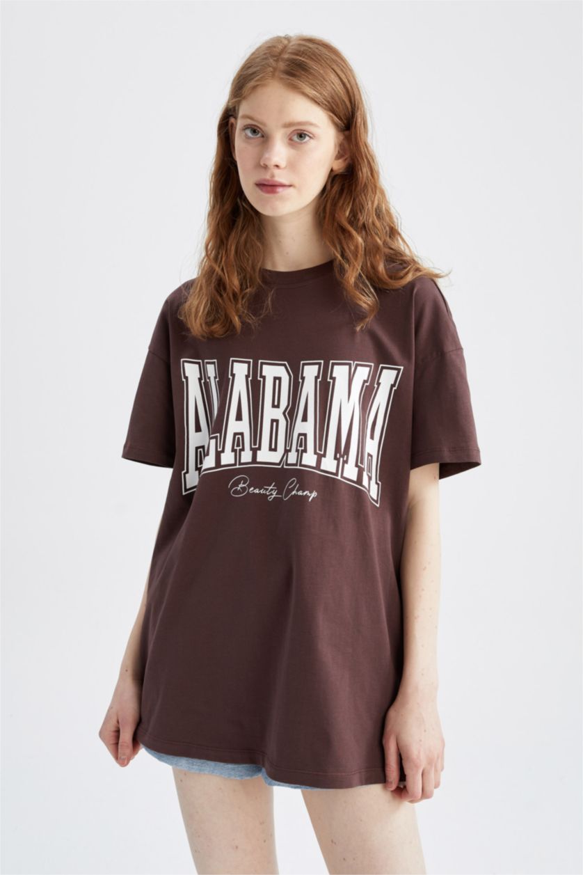 نساء بني Oversize Fit Short Sleeve T-Shirt