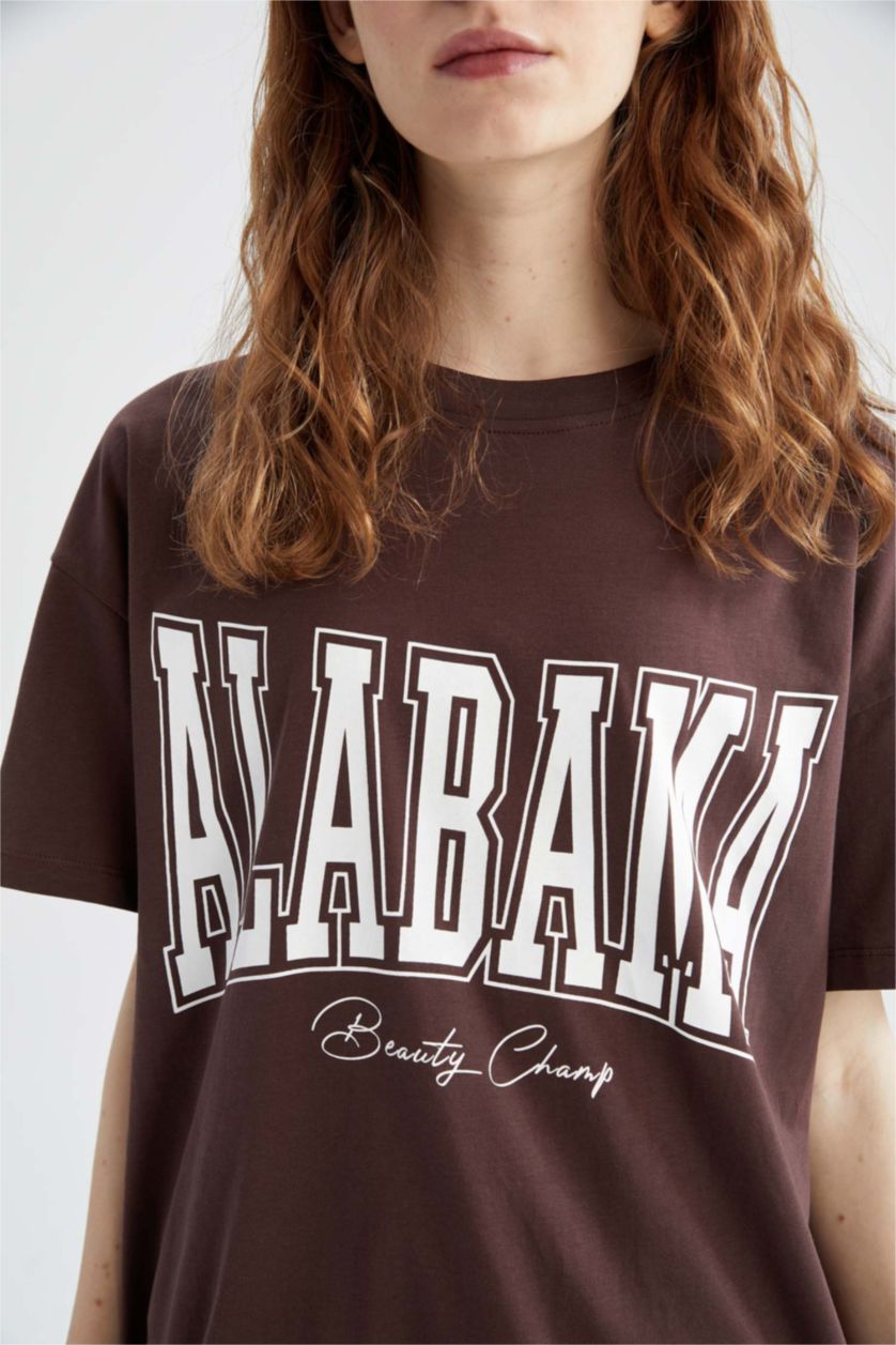 نساء بني Oversize Fit Short Sleeve T-Shirt