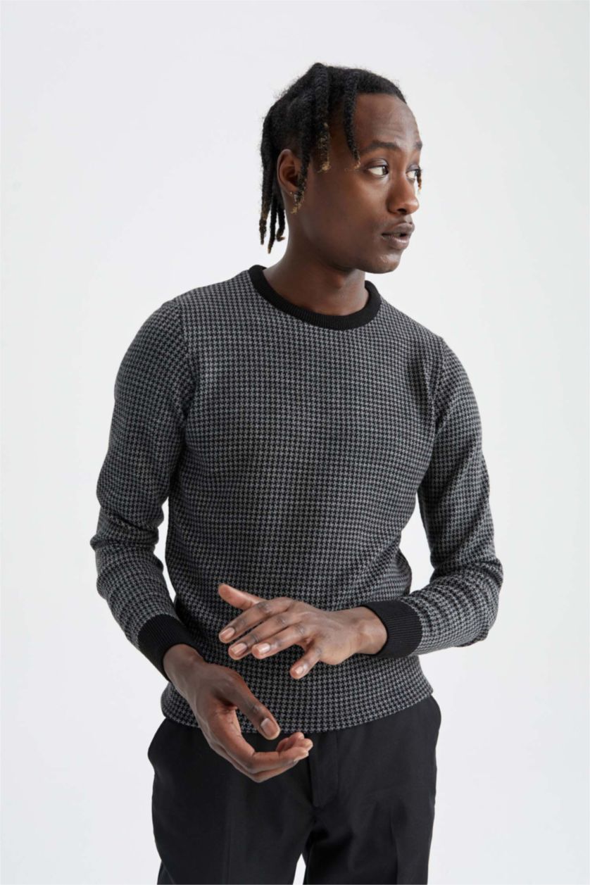 MAN Black Slim Fit Crew Neck Pullover