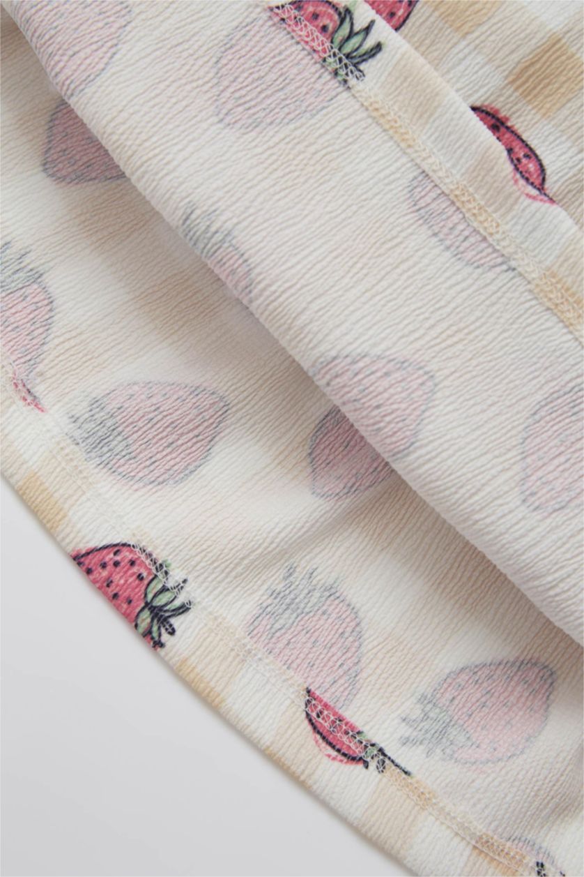 BABY GIRL Pink Baby Girl Strawberry Patterned Textured Strap Dress
