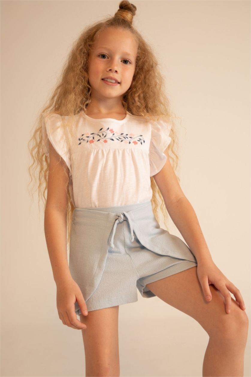 GIRLS & TEENS Light Blue Girl Regular Fit Mini Jean Shorts