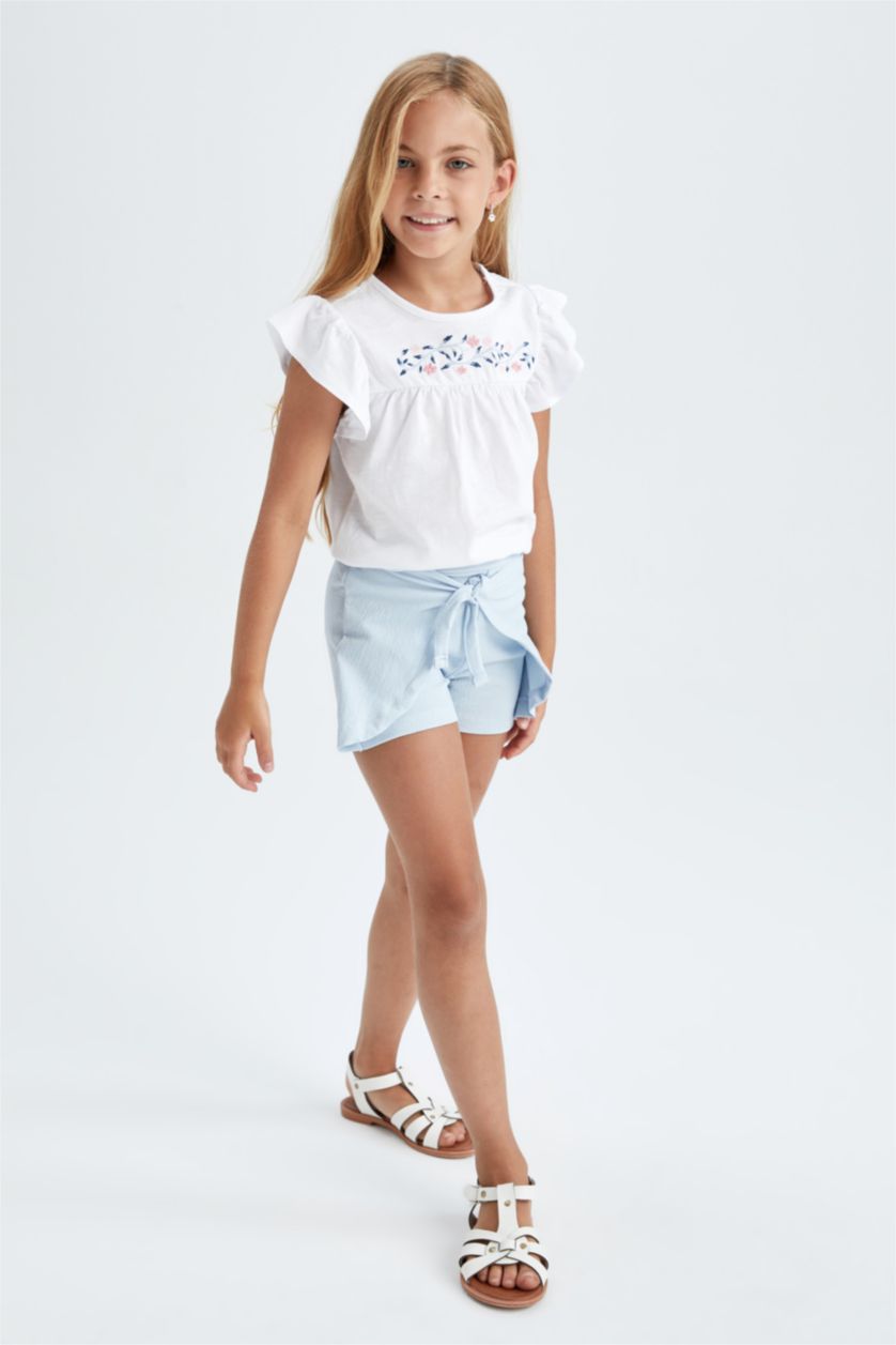 GIRLS & TEENS Light Blue Girl Regular Fit Mini Jean Shorts
