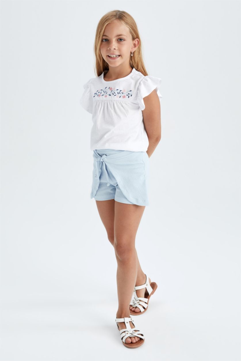 GIRLS & TEENS Light Blue Girl Regular Fit Mini Jean Shorts