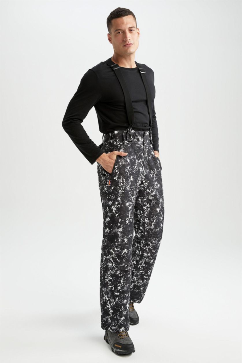 Erkek Siyah DeFactoFit Regular Fit Rüzgar ve Su Geçirmez Kayak Eşofman Altı