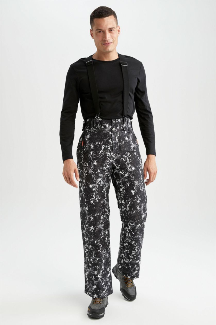 Erkek Siyah DeFactoFit Regular Fit Rüzgar ve Su Geçirmez Kayak Eşofman Altı