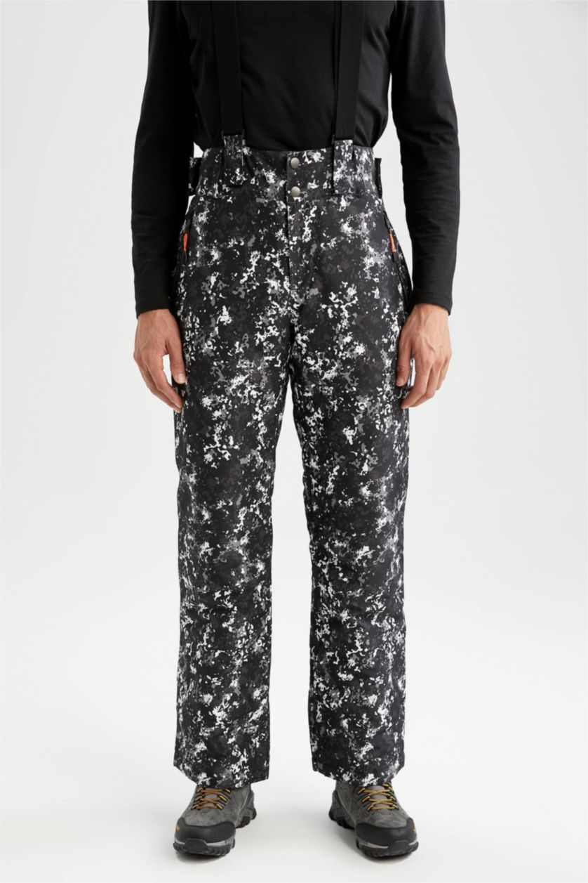 Erkek Siyah DeFactoFit Regular Fit Rüzgar ve Su Geçirmez Kayak Eşofman Altı