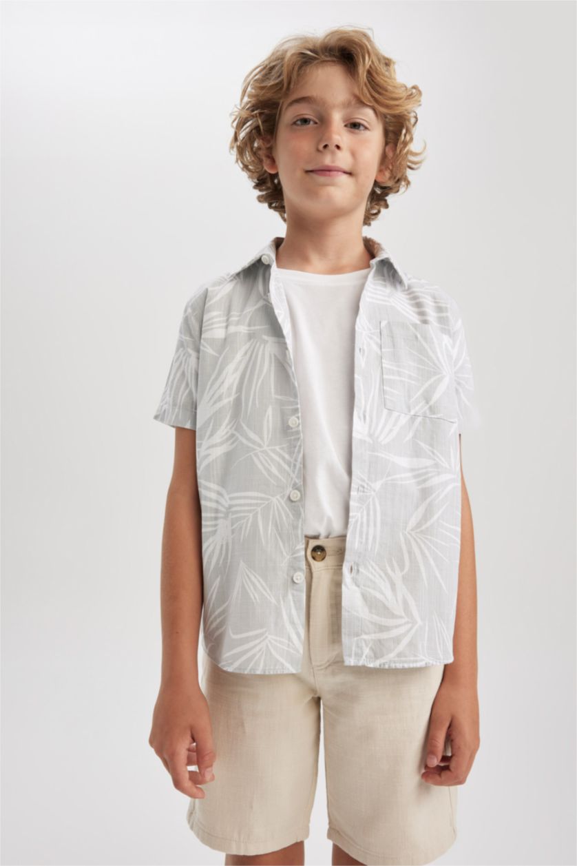 GARÇONS Gris Clair Chemises à manches courtes Popeline Col Polo Garçon