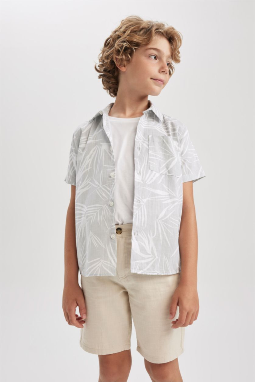 GARÇONS Gris Clair Chemises à manches courtes Popeline Col Polo Garçon