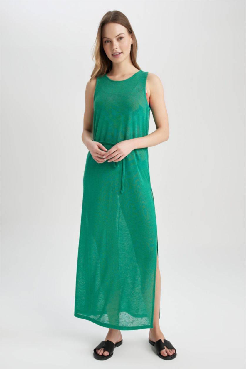 Woman Green Regular Fit Knitting Look Beachwear