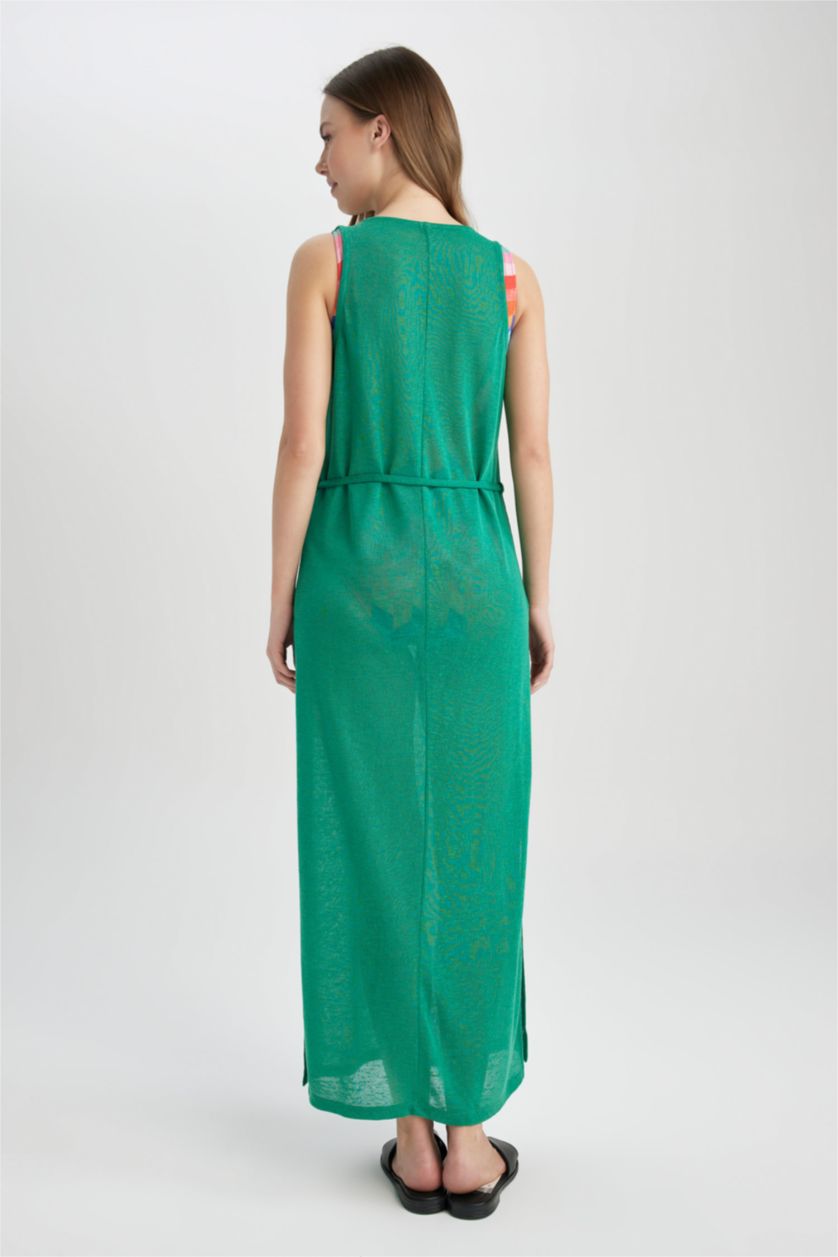 Woman Green Regular Fit Knitting Look Beachwear