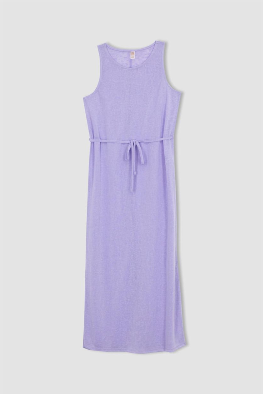 Kadın Lila Fall in Love Örgü Görünümlü Plaj Elbisesi