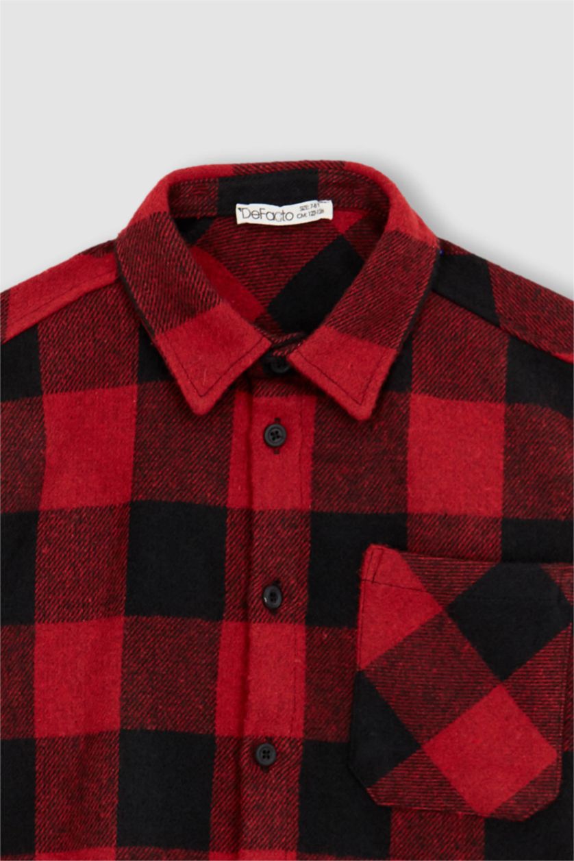 GARÇONS Rouge Chemises à manches longues Flanelle Col Polo Garçon