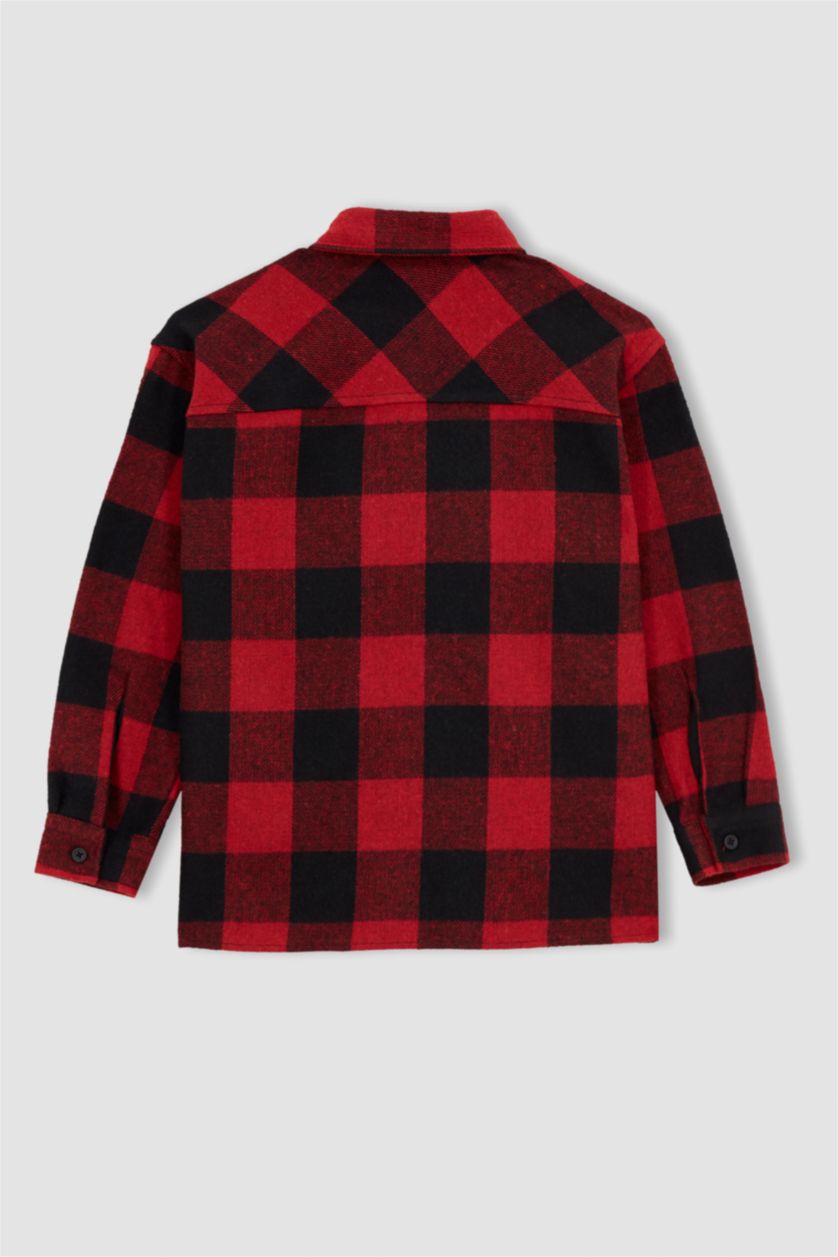 GARÇONS Rouge Chemises à manches longues Flanelle Col Polo Garçon