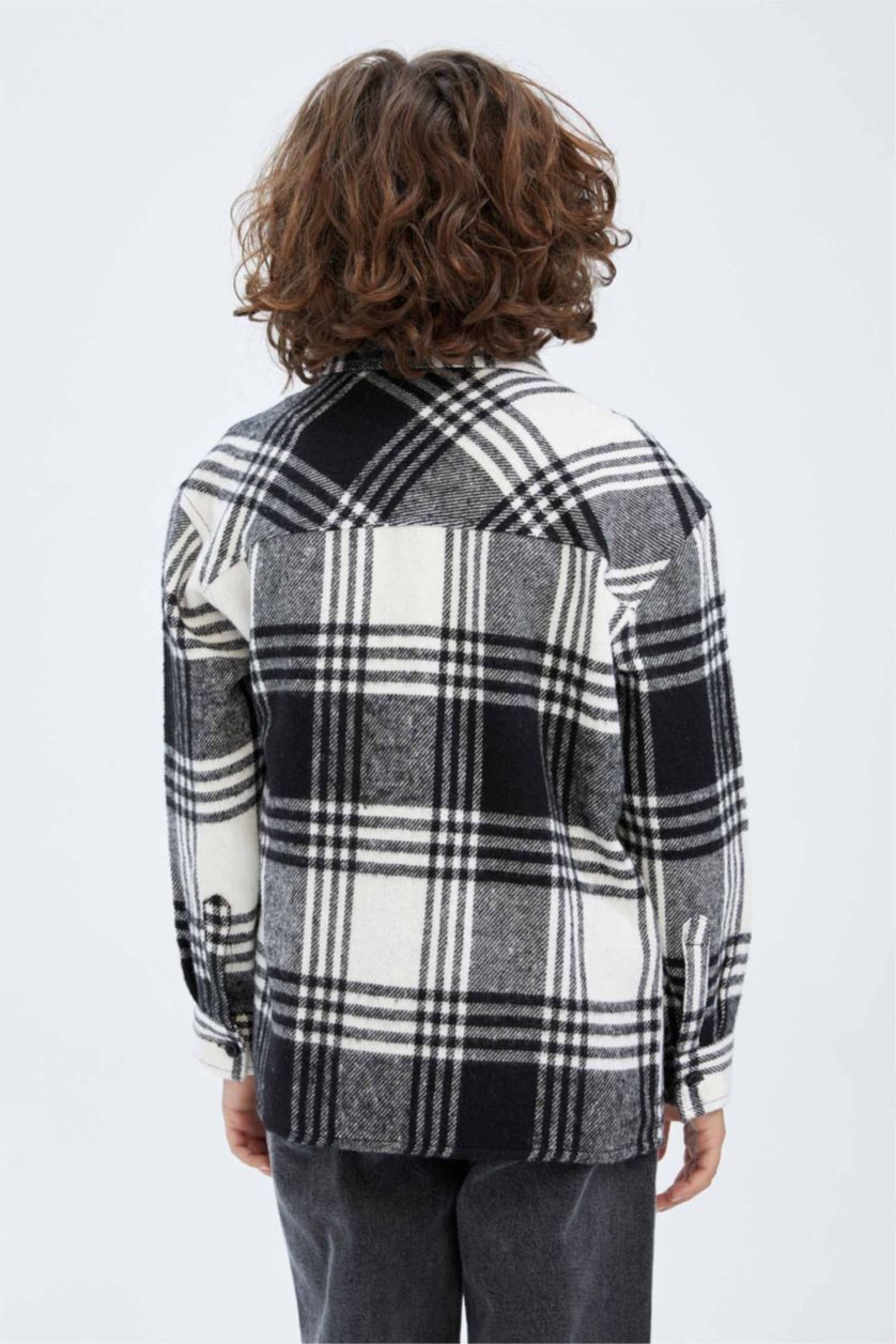 GARÇONS Noir Chemises à manches longues Flanelle Col Polo Garçon