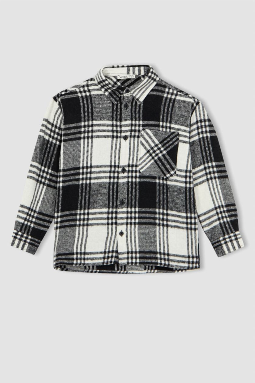 GARÇONS Noir Chemises à manches longues Flanelle Col Polo Garçon